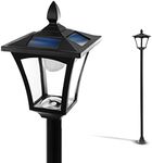 Home Zone Solar Lamp Post Light - 65" Tall Decorative Outdoor Solar Garden Lamp Post Lights (1 Set)