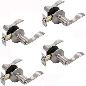 Dynasty Hardware HER-00-US15 Heritage Front Door Entry Lever Lockset Satin Nickel - (4 PACK) - Keyed Alike