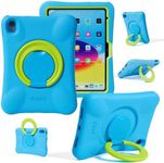 NLR FUN Kids Case for iPad, Shockproof Cover for 10.9” iPad 10th generation (2022), Lightweight Full Body Protective Case with Foldable Handle/Stand (Blue+Green)