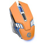 Wireless Gaming Mouse Bluetooth Mouse, Quiet Click, 800mAh Long-Lasting Rechargeable Battery, Multi Device, 7 Buttons,Light up Computer Mice for Laptop PC iPad Tablet MacBook Office Games - Orange