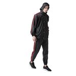 USI UNIVERSAL Men's Black Polyester 415Sz With Polyester Casual Style Coated Material, Mesh Lined, Elasticated Arms, Zipped Top, Sauna Suit For Fitness Weight Loss (Size X-Large )