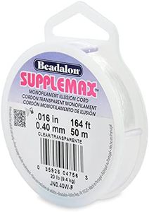 Beadalon SuppleMax Illusion Beading Cord, 0.40 mm / 0.016 in, Clear Monofilament, 50 m / 164 ft