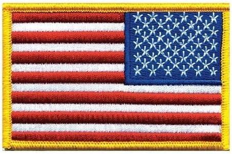 Single Hero's Pride Tactical American Flag Patches - 3-3/8" x 2" Embroidered USA Uniform Emblem Patch - Sew On Designed for Military and Tactical Clothing - USA Flag with Gold Border (1 Piece)
