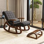 SHINE WOOD ART Teak Wood Traditional Rocking Tropical Comfortable Arm Chair (Dark Gray)