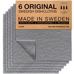 SUPERSCANDI Made in Sweden Dish Cloths Eco-Friendly Paper Alternative Grey 6 Pack Reusable Compostable Kitchen Dish Cloths & Rags