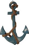 Wooden Boat Anchor with Crossbar Rope Nautical Home Wall Decor 18" Aqua Blue