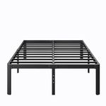 LAKKURI 18 Inch High Platform Metal Queen Size Bed Frame, Queen Bed Frameno Box Spring Needed, Easy Assembly, Heavy Duty, Noise Free, Black