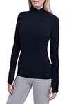 TCA Women's Lightweight Fusion Quickdry Long Sleeve Half-Zip Running Top - Cool Grey/Black, XS - Black, L