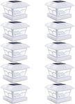 SIEDiNLAR Solar Post Cap Lights Outdoor 2 Color Modes 8 LEDs for 4x4 5x5 6x6 Wooden Vinyl Posts Fence Deck Patio Decoration Warm White & Cool White Lighting White (10 Pack)