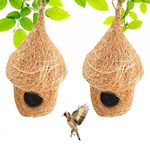 LIVEONCE Coir Birds Hut shape House for Cage all birds love birds,Color -brown, Size -L 12 x W12 x H22 cm -2 Pieces