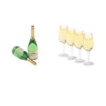 B Blesiya 6 Pieces Miniature Wine Bottles and Glasses Kit Pub Bar Decoration Models for 12th Dolls House