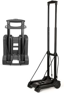 Acroma Folding Luggage Cart with 2 Elastic Ropes, 77 lbs Portable Hand Truck, 2-Wheeled Utility Dolly Cart Ideal for Travel, Moving, Shopping, Office Use and More