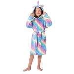 YLLSOPHAN Girls Hooded Animal Unicorn Koala Cow Bathrobe Robe Dressing Gown Nightwear Extra Thickness Fleece (as8, age, 7_years, 8_years, regular, Unicorn #4)