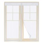 Anpro Magnetic Fly Screen for Window Mesh (130 x150cm), Mosquito Insects Window Screen, Window Fly Screen net with Self-Adhesive Tape (White)