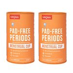 Sirona Reusable Menstrual Cup for Women | Medium Size with Free Pouch | Pack of 2|Ultra Soft, Odour and Rash Free|100% Medical Grade Silicone | No Leakage | Protection for Up to 8-10 Hours | FDA Approved