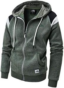 LAIWANG Men's Full Zip Fleece Hoodie zippered Color Block hooded slim Fit Long Sleeve Lightweight Sweatshirt, New 08# Olive Green, 3X-Large