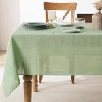 FIBORIA Large Faux Linen Table Cloth Rectangular 137 x 274 cm Sage Green Wipe Clean Water Resiatant Tablecloth Stain Resistant Table Cover for Outdoor Garden Picnic Birthday Party Banquet,55x94 inch