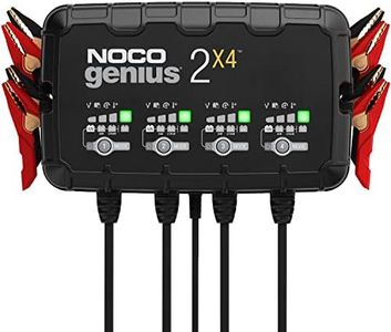 NOCO GENIUS2X4, 4-Bank 8A (2A/Bank) Smart Charger, 6V and 12V Car Battery Charger, Battery Maintainer, Trickle Charger and Desulfator for Automotive, Motorcycle, Motorbike, AGM and Lithium Batteries