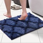 SPREAD SPAIN® Taksim Microfiber Anti-Skid Super Absorbent Bathmat Floor Mats, Non-Slip, Rug for Home, Kitchen and Bathroom Bathrug (2PC Set, Navy Blue/Light Blue)