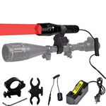 BESTSUN Red LED Hunting Torch,350 Yards Long Range Tactical Red Torches 10000 Lumens Handheld Lamp with Scope & Rail Mount, Pressure Switch Waterproof Zoomable Torch for Coyote, Hog, Fox, Predator