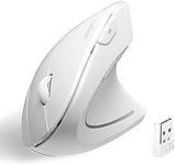 Perixx PERIMICE-713W Ergonomic Vertical Wireless Mouse - Adjustable DPI, 6-Button Design, Long-Range Connectivity, Right-Handed Use, White