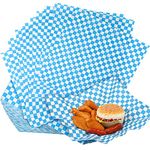 200 Sheets Wax Deli Paper Sheets for Food 12 x 12 inch Checkered Dry Waxed Deli Paper Sheet for Sandwich Paper Liner, Food Basket Liners, Food Wrapping (Blue-White)