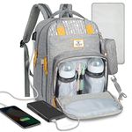 ComfyDegree Nappy Changing Diaper Backpack Waterproof Large Capacity Baby Travel Bag Rucksack w/Pacifier Holder, USB Port Stroller Straps & Insulated Bottle Warmer Pockets for Mom and Dad