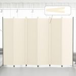 Kokorona 6 Panel Room Divider, 6FT Tall Folding Privacy Screen Wall Dividers, Portable Privacy Screen Freestanding Room Divider for Room Separation, Included - Cover Strips, Beige, 305cm Lx 183cm W