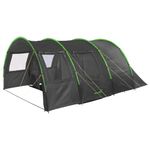 Skandika Kemi Tunnel Tent for 4 People, Camping Tent, 2 Sleeping Cabins, 2 m Standing Height, Waterproof, 3000 mm Water Column, Front Wall, Awning, Camping Tent, Family Tent (Anthracite/Green)