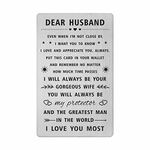 SOUSYOKYO Love Husband Card for Birthday, Best Husband Gifts from Wife, Meaningful Anniversary Wallet Card for Husband, Card to My Husband, Long Distance Relationship Gifts for Hubby