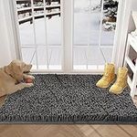 YOOTUKL Chenille Doormat Indoor 80x50cm Muddy mats for dogs Washable Rug Non Slip Dirt Trapper Quick Dry Soft Microfiber Durable Rubber Backing Bathroom Rugs(Gery, 30''x20''(M))…