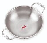 HAZEL Triply Stainless Steel Induction Bottom Kadhai Karahi Kadai, 5 Litre, 31.9 cm