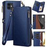 XcaseBar for iPhone 11 6.1" Wallet case with Zipper Credit Card Holder RFID Blocking, Flip Folio Book PU Leather Phone case Shockproof Cover Women Men for Apple 11 case Blue