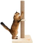 Youyijia 2-Tier Cat Scratching Post 30X30X62CM Vertical Full Scratcher Sisal Cat Tree with Carpet Covered Heavy Base Natural Sisal Cat Activity Center Vertial Tree for Kittens and Adult Cats (Beige)