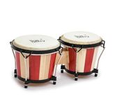 Blueberry R-607 Bongo Drum Set with Tuning Wrench Professional Wooden Percussion Instrument for Beginner Adults Kids (Natural Skin)