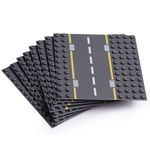 Building Block Road Base Plates for Large Blocks 19.1 cmx 19.1 cm, 8 Baseplates (4 Straight & 4 Curved Roads) Compatible with Leading Brands