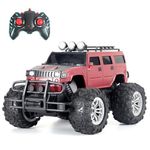 Popsugar Off Roader Rechargeable Remote Control Monster Truck with 2 Speeds and 4 Headlight Modes | Lithium Battery | C-Type Charging | Remote Control Car for Kids | Made in India, Maroon