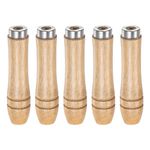 HARFINGTON 5pcs Wooden File Handle 3.54 Inch Round Hole Ergonomic Handles with Metal Collar for 4" - 6" Metal Files