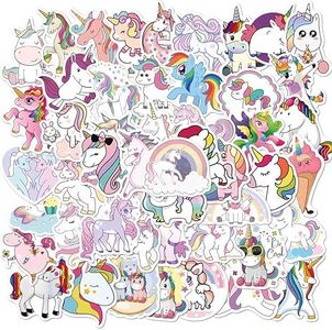 50CS Unicorn Cartoon Stickers, Vinyl Waterproof Stickers for Laptop, Skateboard, Water Bottles, Cute Anime Stickers for Kids Teens Adult, Kawaii Birthday Party New Year Gift School Game Class Rewards