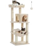 PAWZ Road Cat Tree Medium Cat Tower, Activity Center stable and sturdy, Cat Tree with hammock and wide Cat House size M Beige