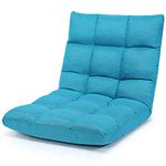 Giantex Floor Sofa Chair Video Gaming Chair with 14 Adjustable Position, Padded Back Support Floor Cushioned Seat, Folding Lazy Chair for Meditation, Reading, Watching, Living Room Recliner(Turquoise)