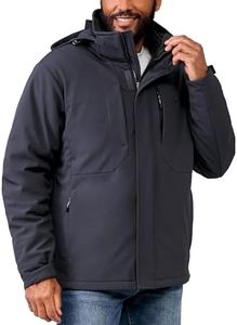 Free Country Men's 3 in 1 Winter Softshell Ski Jacket Water and Wind Resistant Coat Warm Insulated Hooded for Men-Deep Charcoal-Size XXL