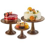 Tidita Set of 3 Acacia Wood Cake Stand Set – Rustic Farmhouse Cupcake Stand - Wedding and Birthday Cake Pedestal Stand - 3 Pcs Dessert Display Stand Use at Parties, Restaurants ( Acacia Wood)