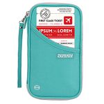 DEFWAY Family Passport Holder Waterproof RFID Blocking Credit Card Organizer Travel Document Bag Ticket Wallet with Strap for Men Women, Travel Essentials for Flying (Green)