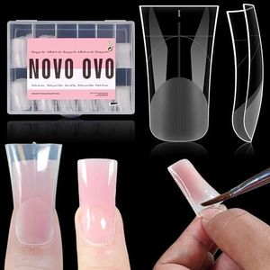 NOVO OVO 240 Pcs Duck Nail Dual Forms for Poly Gel Toenail Extension, Reusable Full Cover Molds for French Tip Acrylic Duckies, Nail Art Design Molds for Manicure, for Salon & DIY at Home 12 sizes