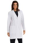 BARCO Grey's Anatomy Scrubs Signature - Morgan Lab Coat for Women, Professional Full-Length Long Sleeve 35" Lab Coat, White, S