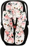 DILIMI Infant Car Seat Insert, 2-in-1 Carseat Head Support for Newborn, Soft Baby Head Support for Car Seat, Stroller, Bouncers, Pink Flower