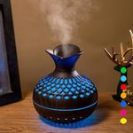 Colorful Mini Humidifier Flower Shape Diffuser Light Humidifier USB Personal Desktop Cool Humidifier 7 colors, Auto Shut-Off, 2 Mist Modes for Home Car, Office Room, Bedroom 300ml (Flower shape Brown)