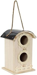 Sunnydaze 2-Level Wooden Bungalow Hanging Outdoor Bird House - Platane Wood Garden Decor - Features Two 1.75-Inch Diameter Openings and 0.5-Inch Long Perches - 7-Inch