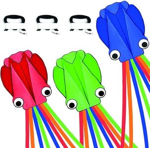 3 Pack Octopus Kites for Kids & Adults, 28''*158'' Large Soft 3D Beach Kite Easy to Fly for Boys & Girls (Red, Green & Blue)